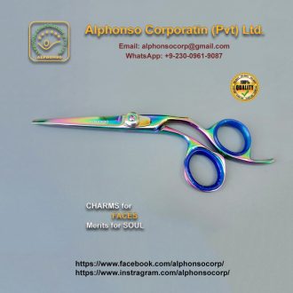 Alphonso Offset Chamfer Shanks Hair Cutting Scissors | Rainbow Salon Shears for Professionals