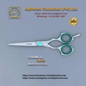 Alphonso Professional Hair Scissors 6.5" | Mirror Polished | Barber/Stylist Shears with Finger Rests