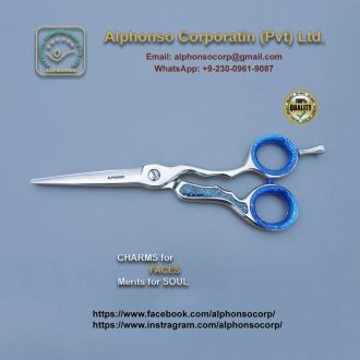 Hairdressing Scissors 7" | Sparkling Blue Dusk Handle, Pro Barber Shears