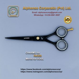 Premium Black Edition Hairdressing Scissor | Barber Cutting Shears w/ Ergonomic Finger Rest