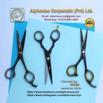Black Barber Scissors | Hair Cutting & Styling Tool | Precision Shears with Finger Rest